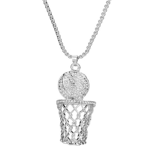 Ball Iced Out Basketball Pendant Necklace