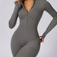 Zip Up Mock Neck Long Sleeve Jumpsuit