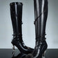 Sexy Dark Heel Leather Boots