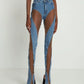 Mugler Spiral See-through Niche Slim-Fit Low Waist Mesh