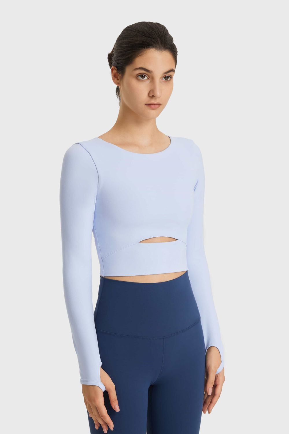 Demi Cutout Long Sleeve Cropped Sports Top