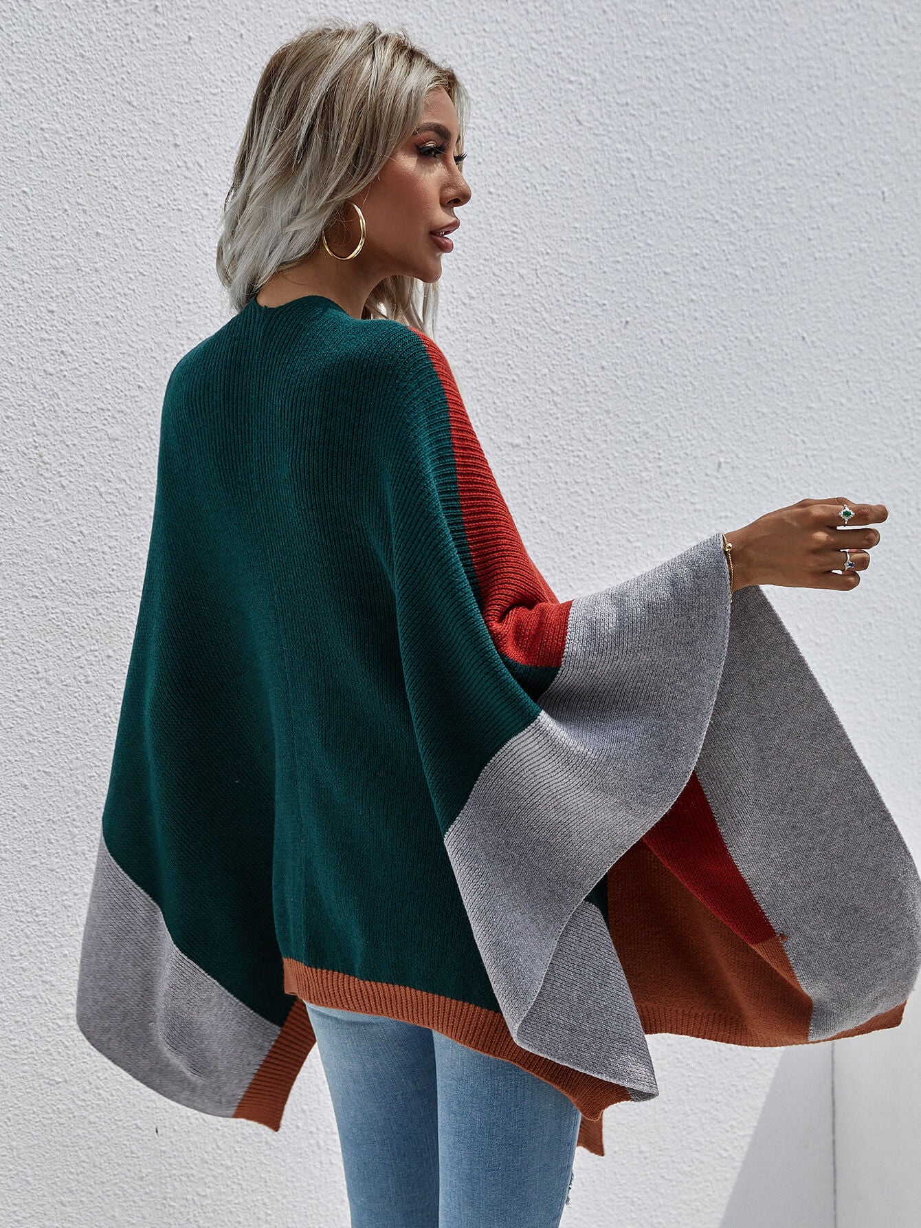 Mary Rib-Knit Handkerchief Poncho