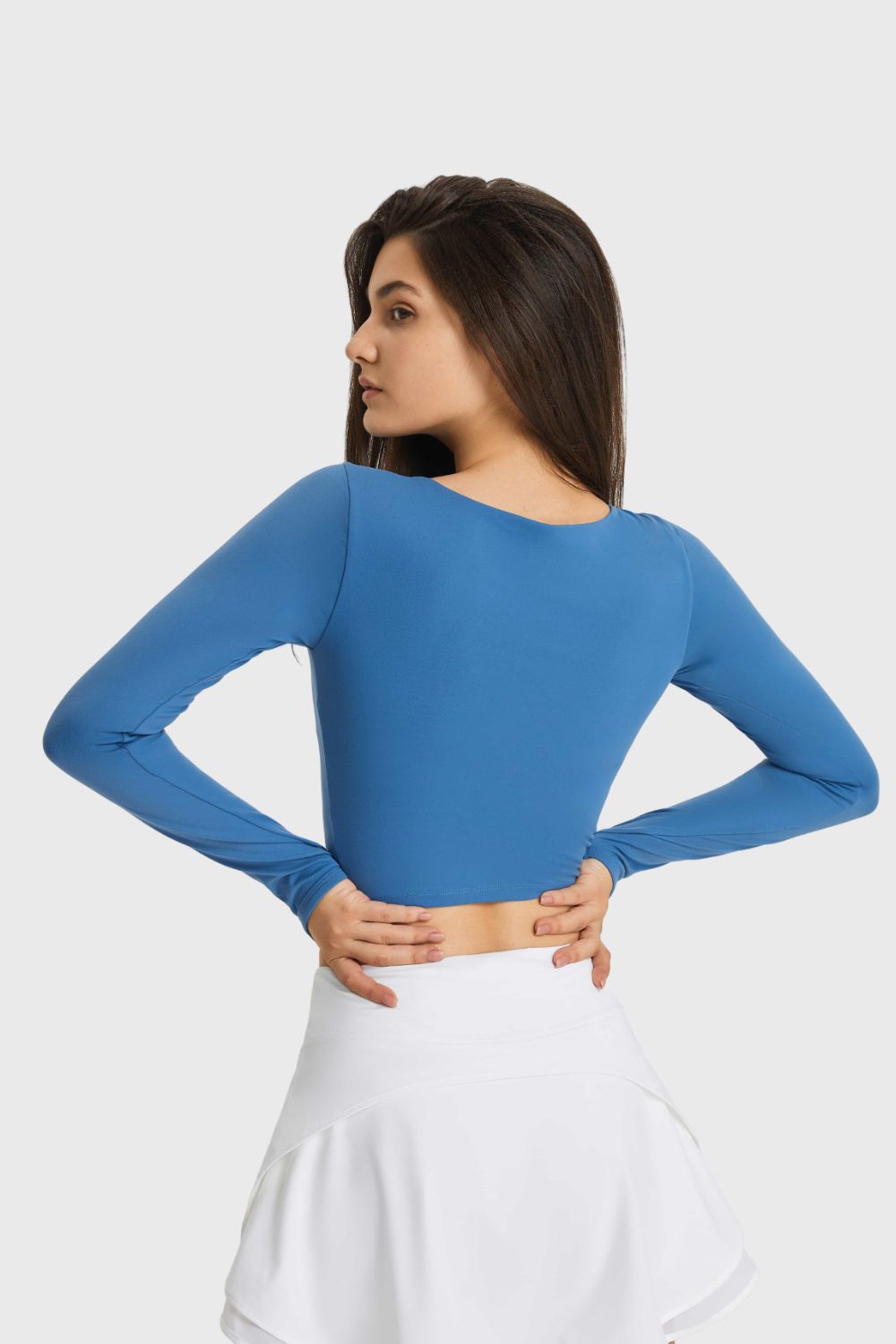 Demi Cutout Long Sleeve Cropped Sports Top