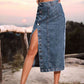 Button Me  Down Denim Skirt