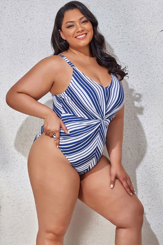 Chic Curvy Striped One-Piece Swimsuit