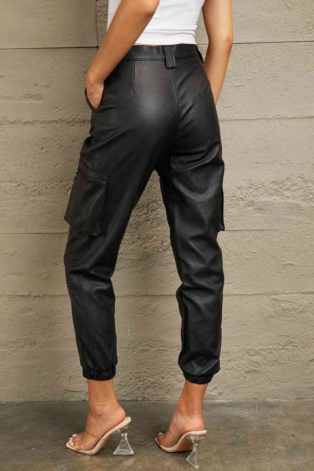 Oh So Chic High Rise Leather Joggers