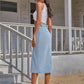 Button Me  Down Denim Skirt