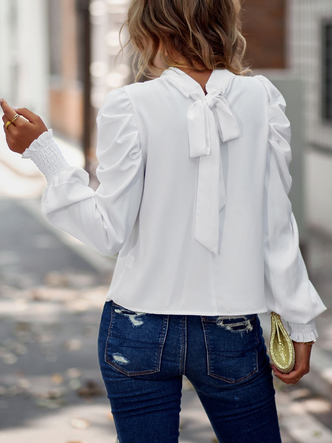 Dream Tie-Back Puff Sleeve Blouse