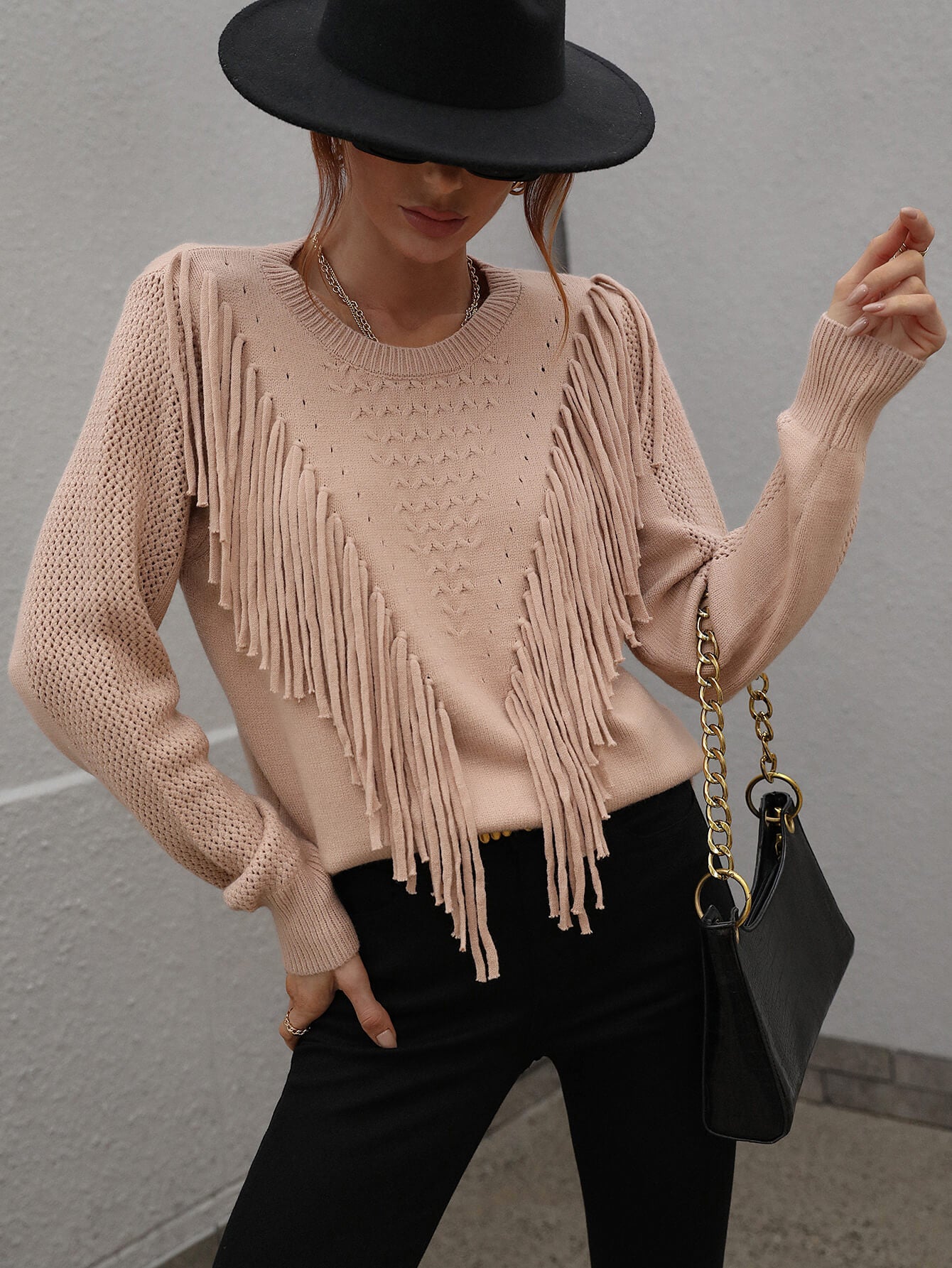 Pop Out Fringe Detail  Sweater