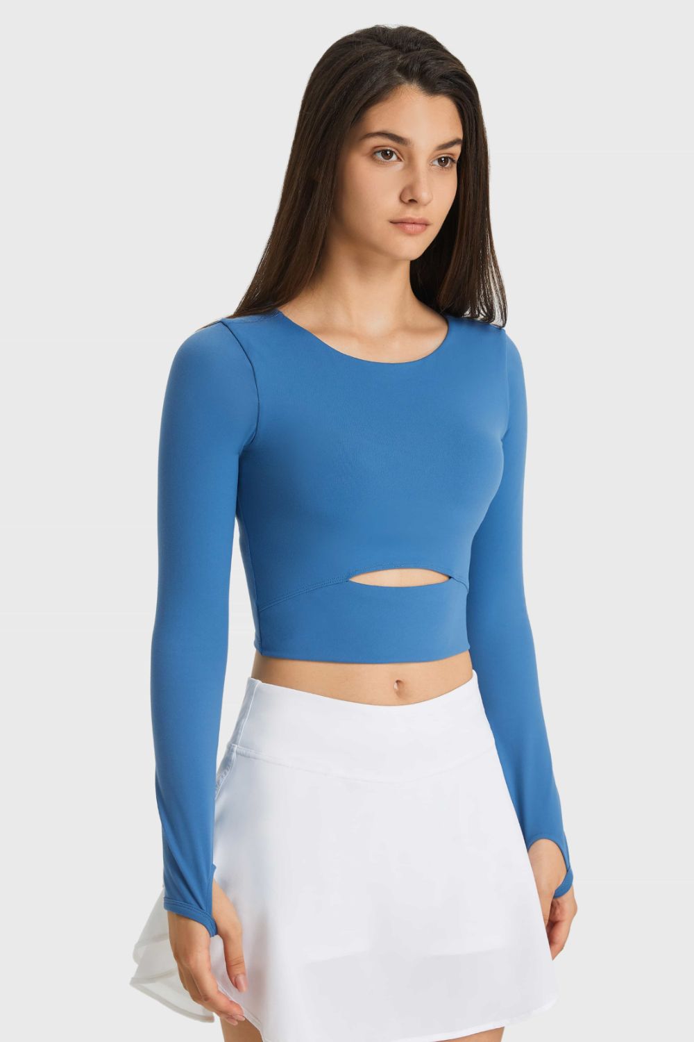 Demi Cutout Long Sleeve Cropped Sports Top