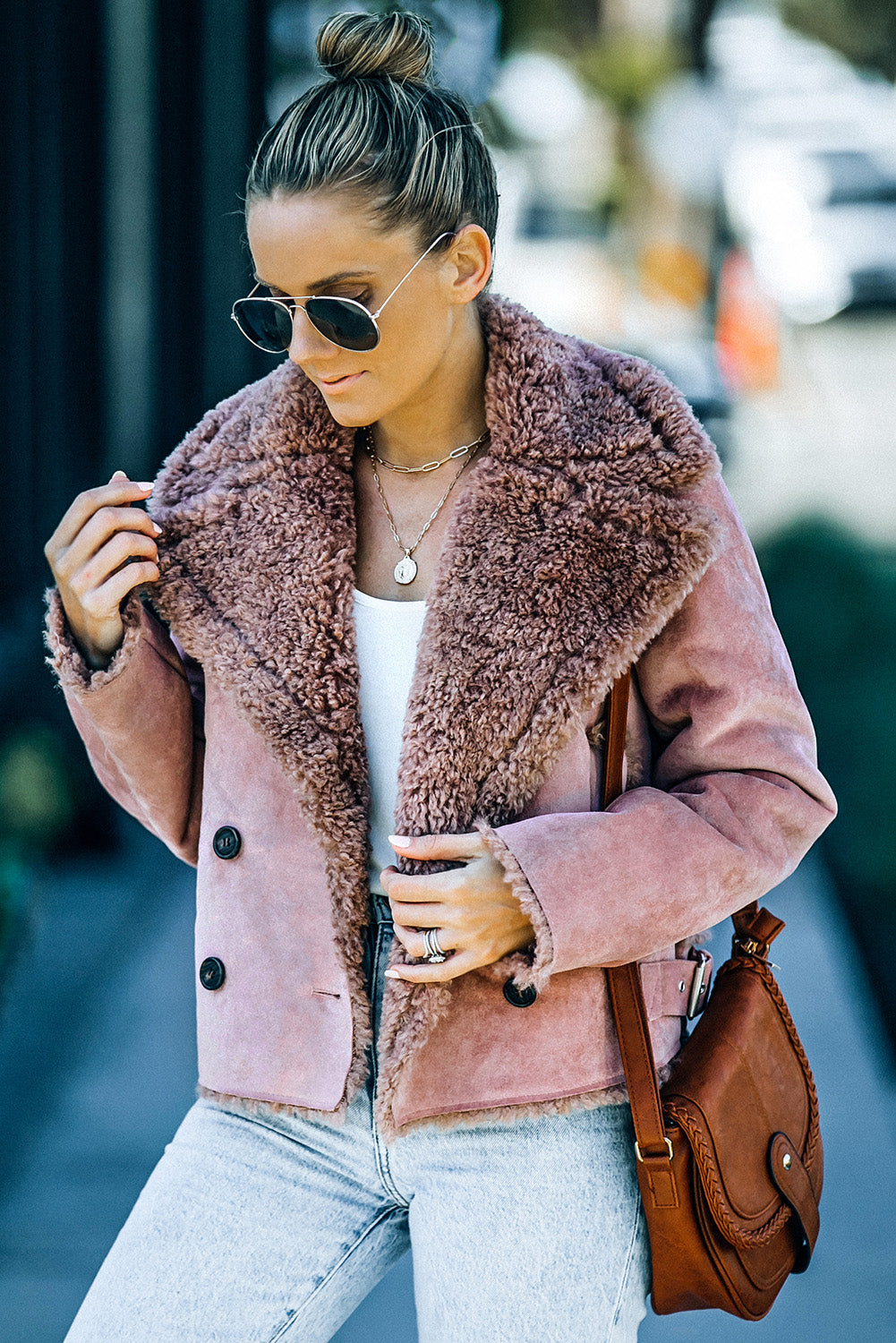 Fiercely Savvy Plush Suede Double-Breasted Jacket