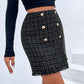 Just Relax Double-Breasted Fringe Hem Skirt