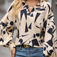 Sassy Printed Johnny Collar Blouse