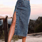 Button Me  Down Denim Skirt
