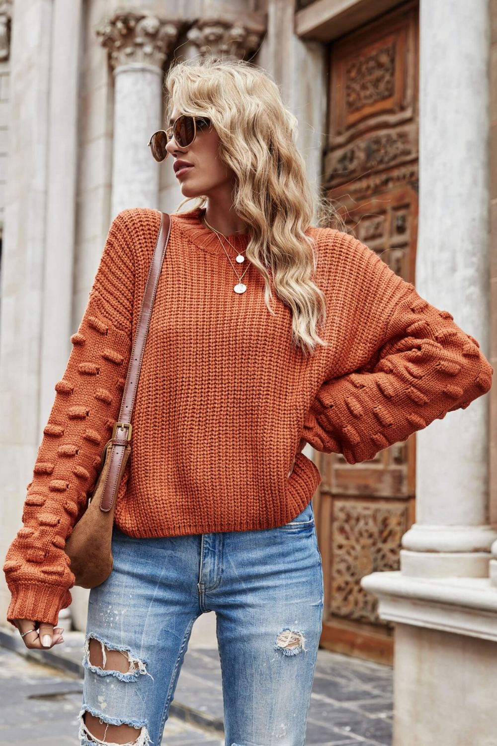 Weekend Vibes Rib-Knit Dropped Shoulder Sweater