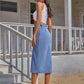 Button Me  Down Denim Skirt