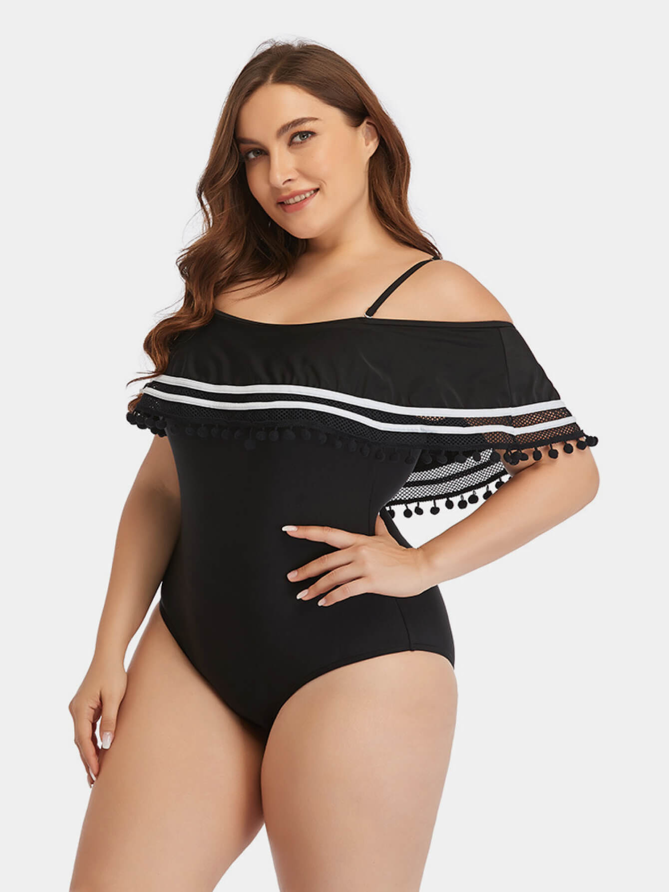 Chic Curvy Cold-Shoulder One-Piece Swimsuit