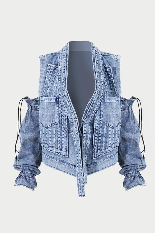 High Off Life Fringe Convertible Denim Jacket