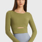 Demi Cutout Long Sleeve Cropped Sports Top