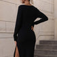 Double Or Nothing Slit Sweater Dress