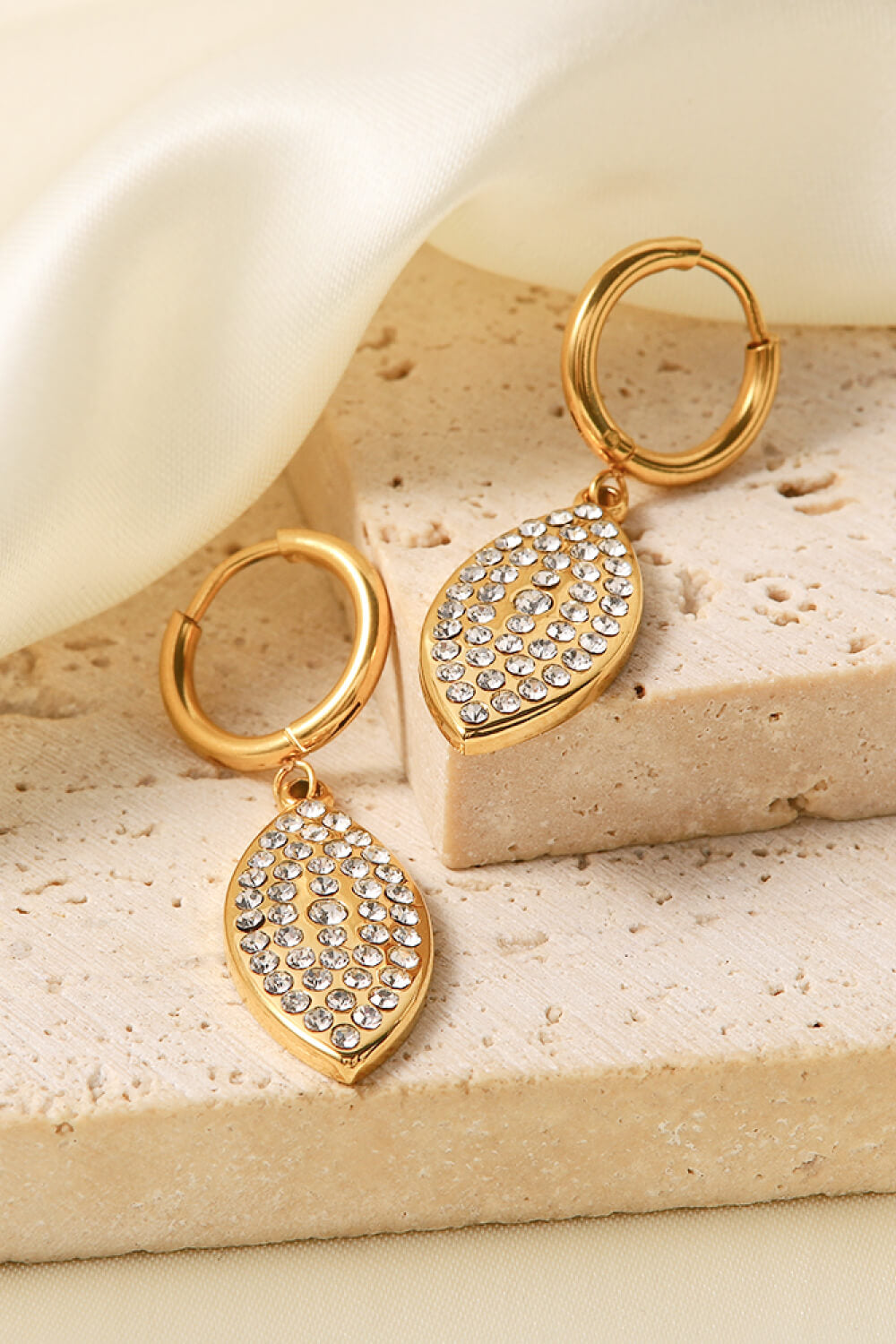 Autum Rhinestone Leaf Drop Earrings