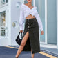 Button Me  Down Denim Skirt
