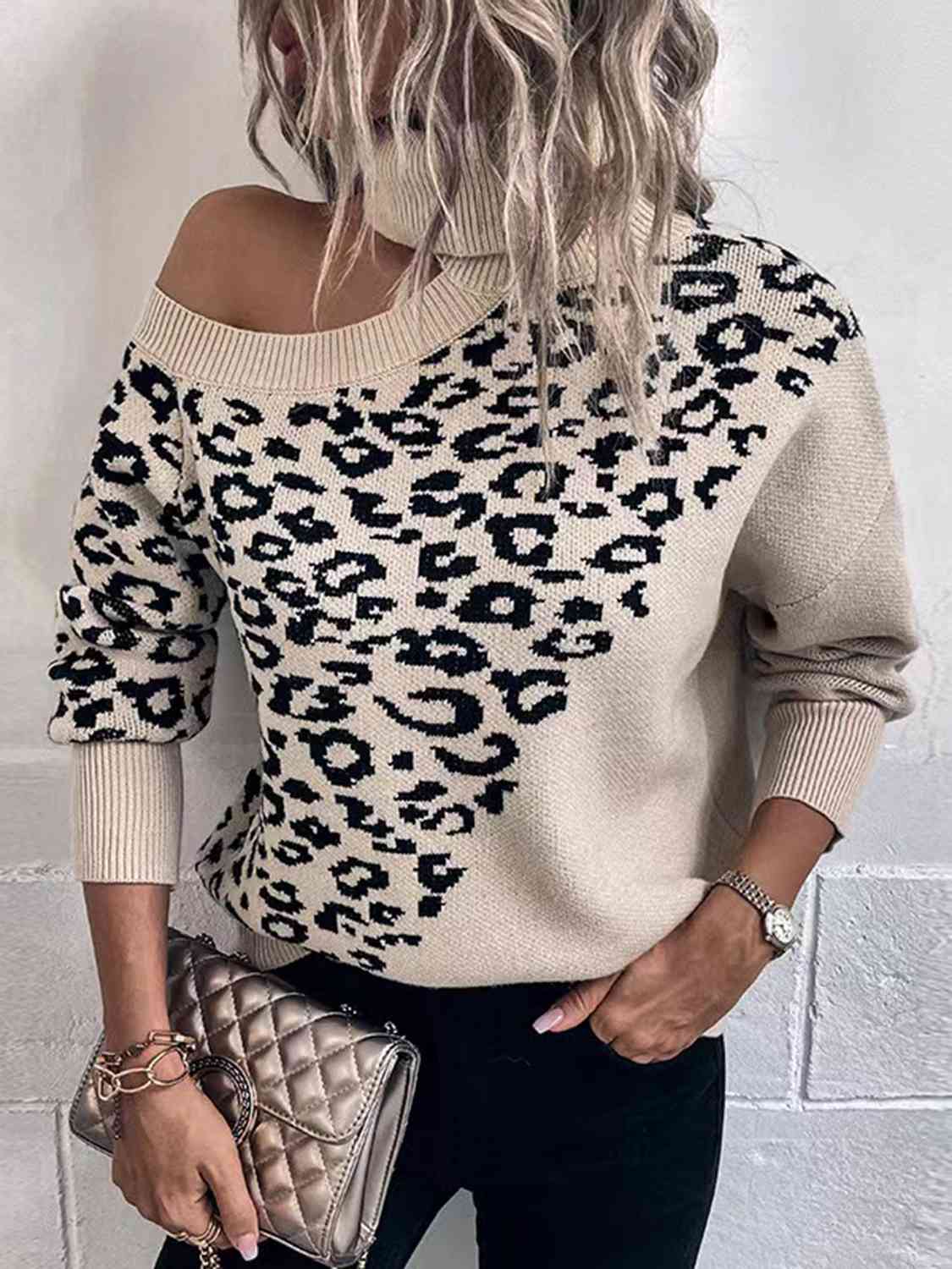 So Cold Leopard Turtleneck Sweater