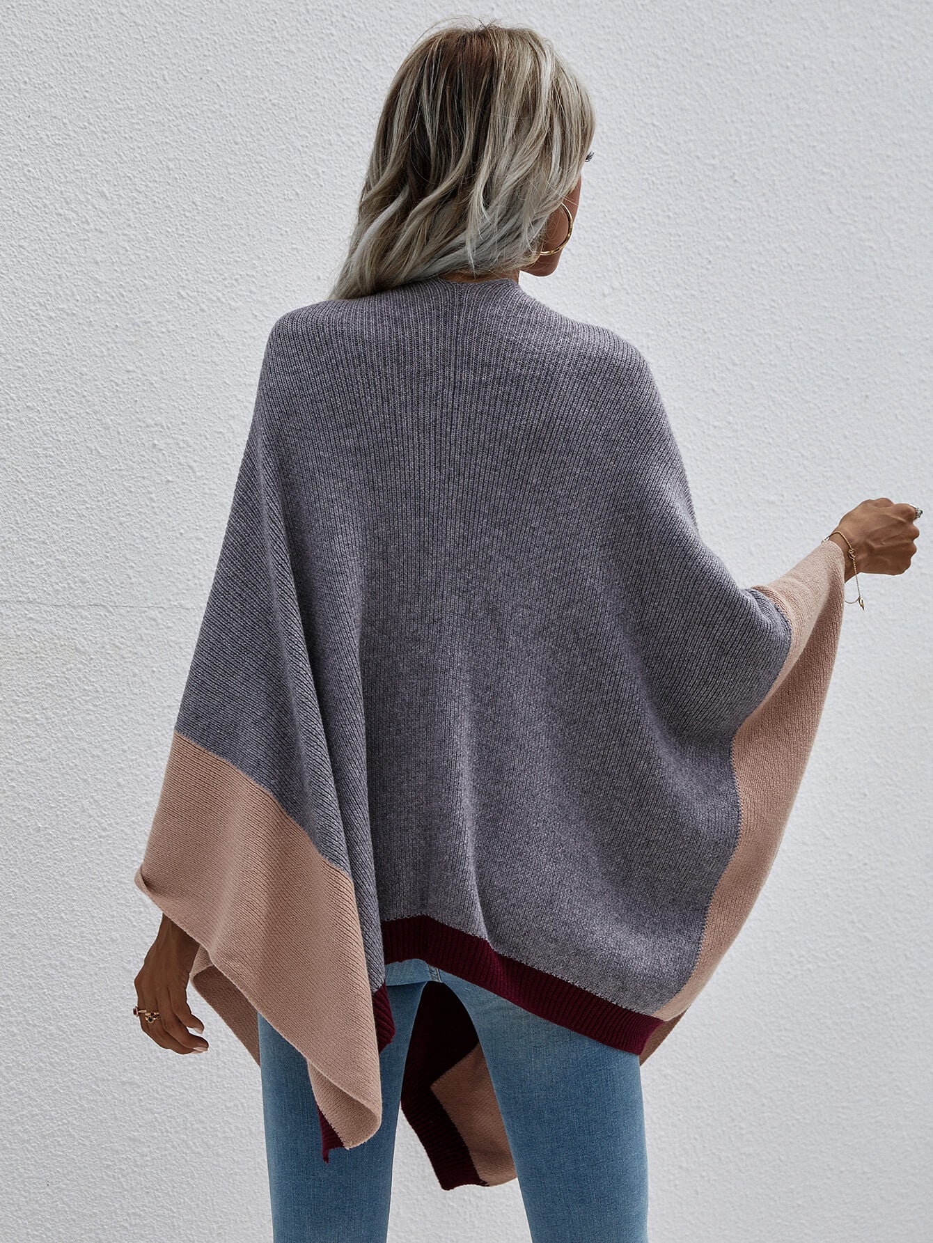 Mary Rib-Knit Handkerchief Poncho