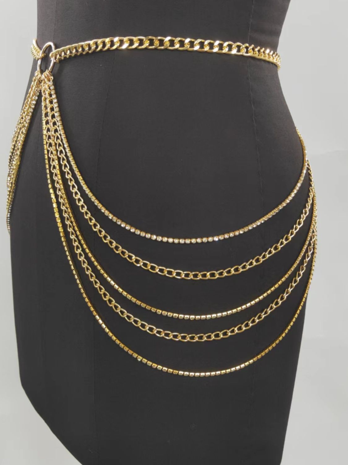 Chic Multi-Layered Rhinestone Waist Chain