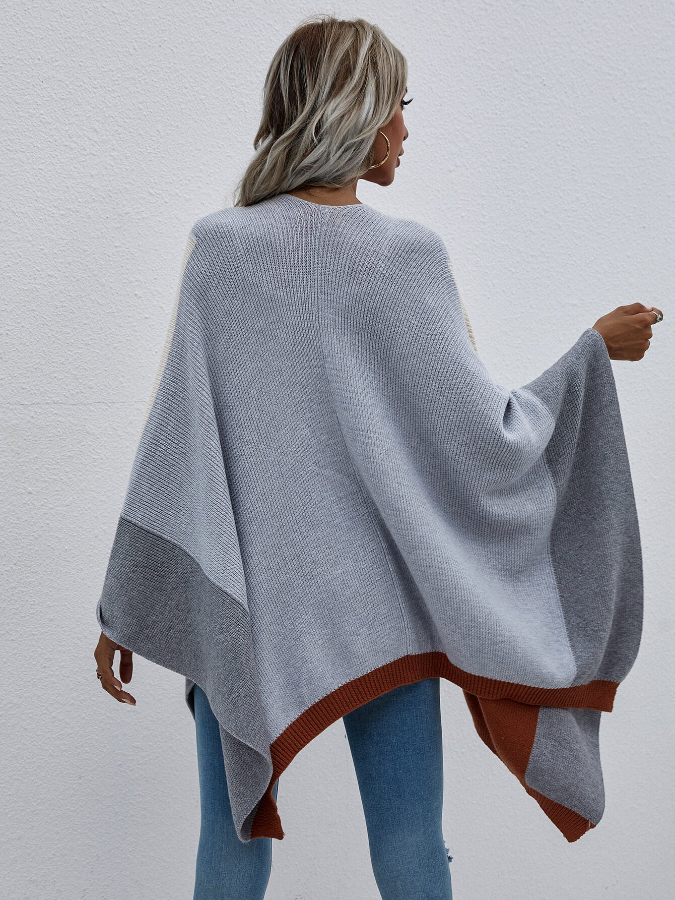 Mary Rib-Knit Handkerchief Poncho