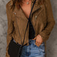 No Beef Vegan Suede Zip Detail Jacket