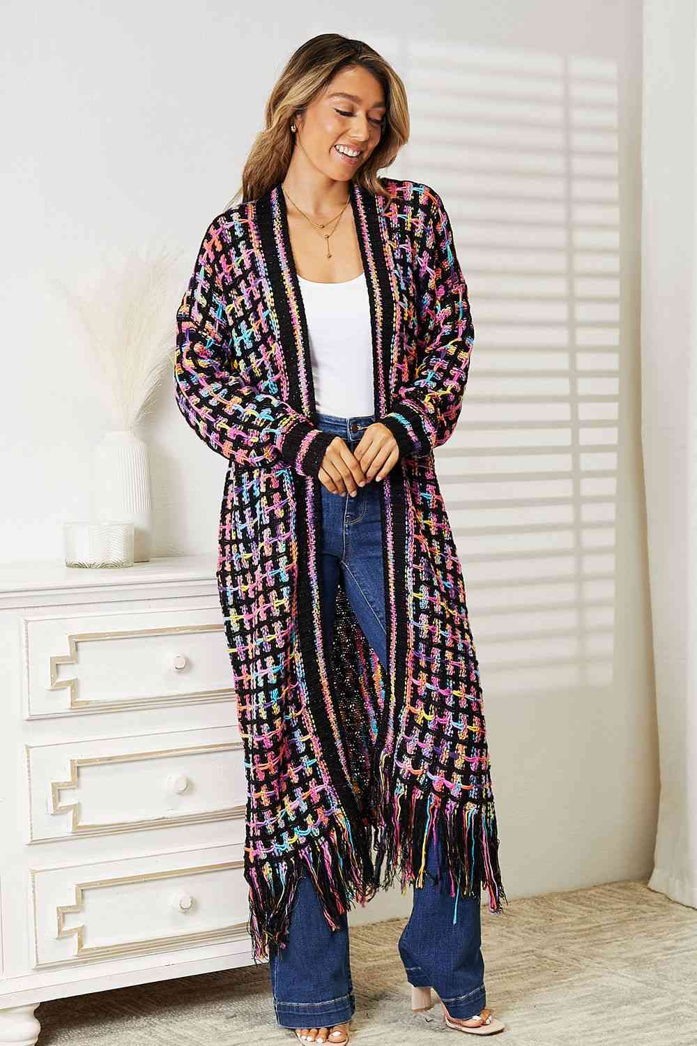 Double Up Fringe Hem Cardigan