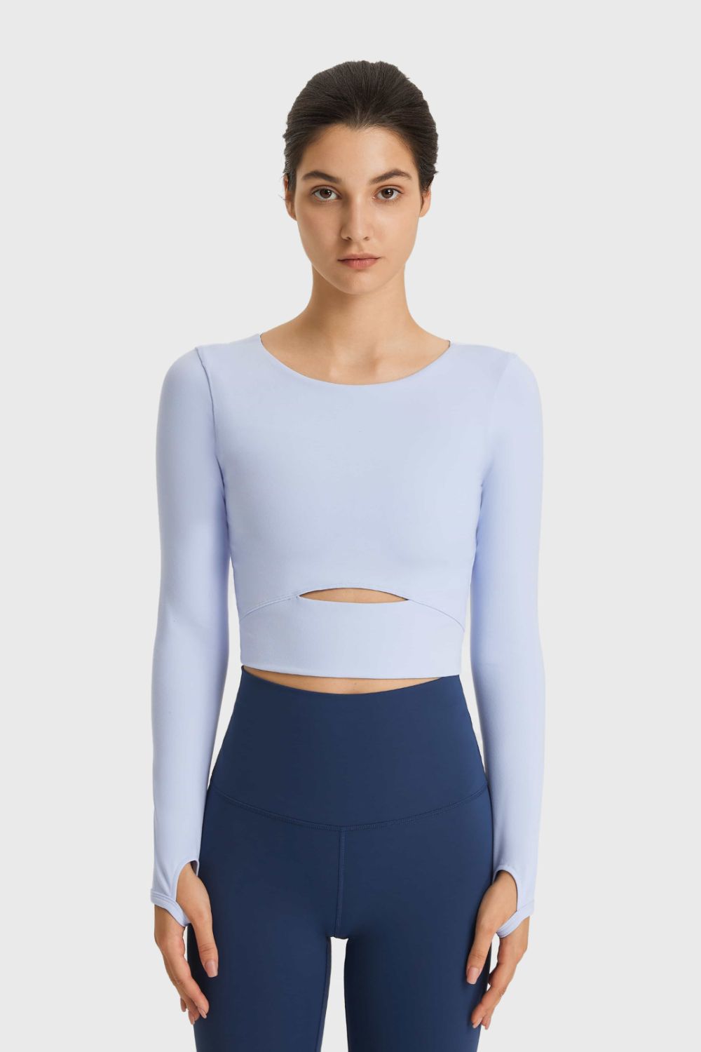 Demi Cutout Long Sleeve Cropped Sports Top