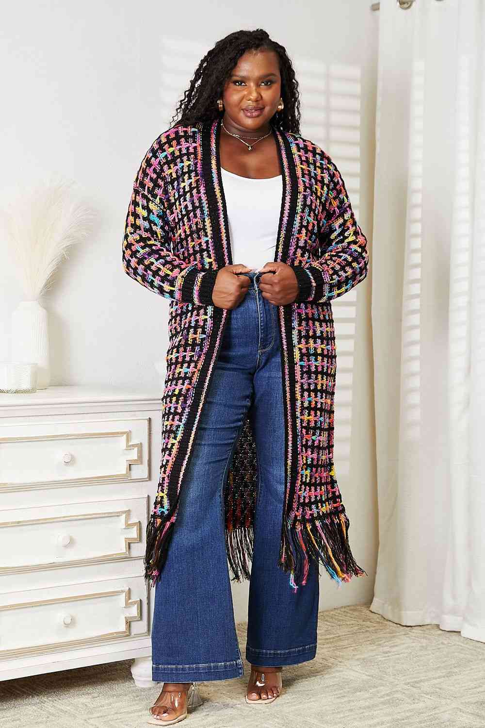 Double Up Fringe Hem Cardigan