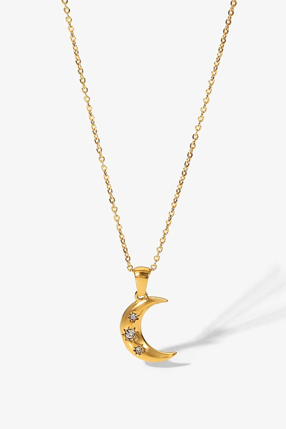 Zircon Moon Pendant Necklace