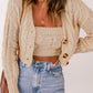 Sandy Cable-Knit Cropped Cardigan and Cami Set