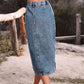 Button Me  Down Denim Skirt