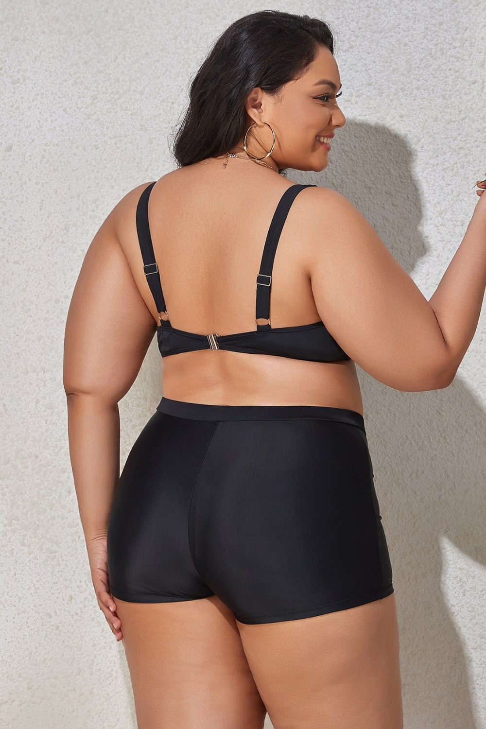 Chic Curvy Drawstring Detail Two-Piece Swimsuit