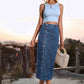 Button Me  Down Denim Skirt