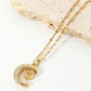 Inlaid Moon Pendant Necklace