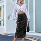 Button Me  Down Denim Skirt