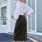 Button Me  Down Denim Skirt