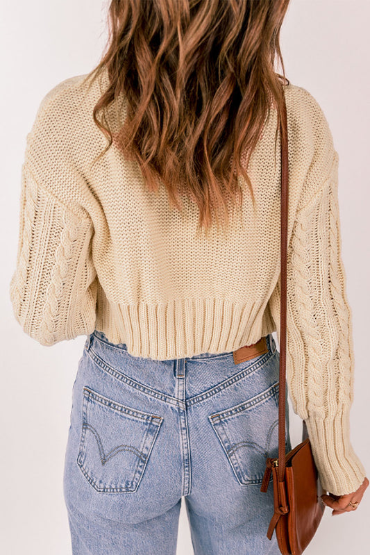 Sandy Cable-Knit Cropped Cardigan and Cami Set