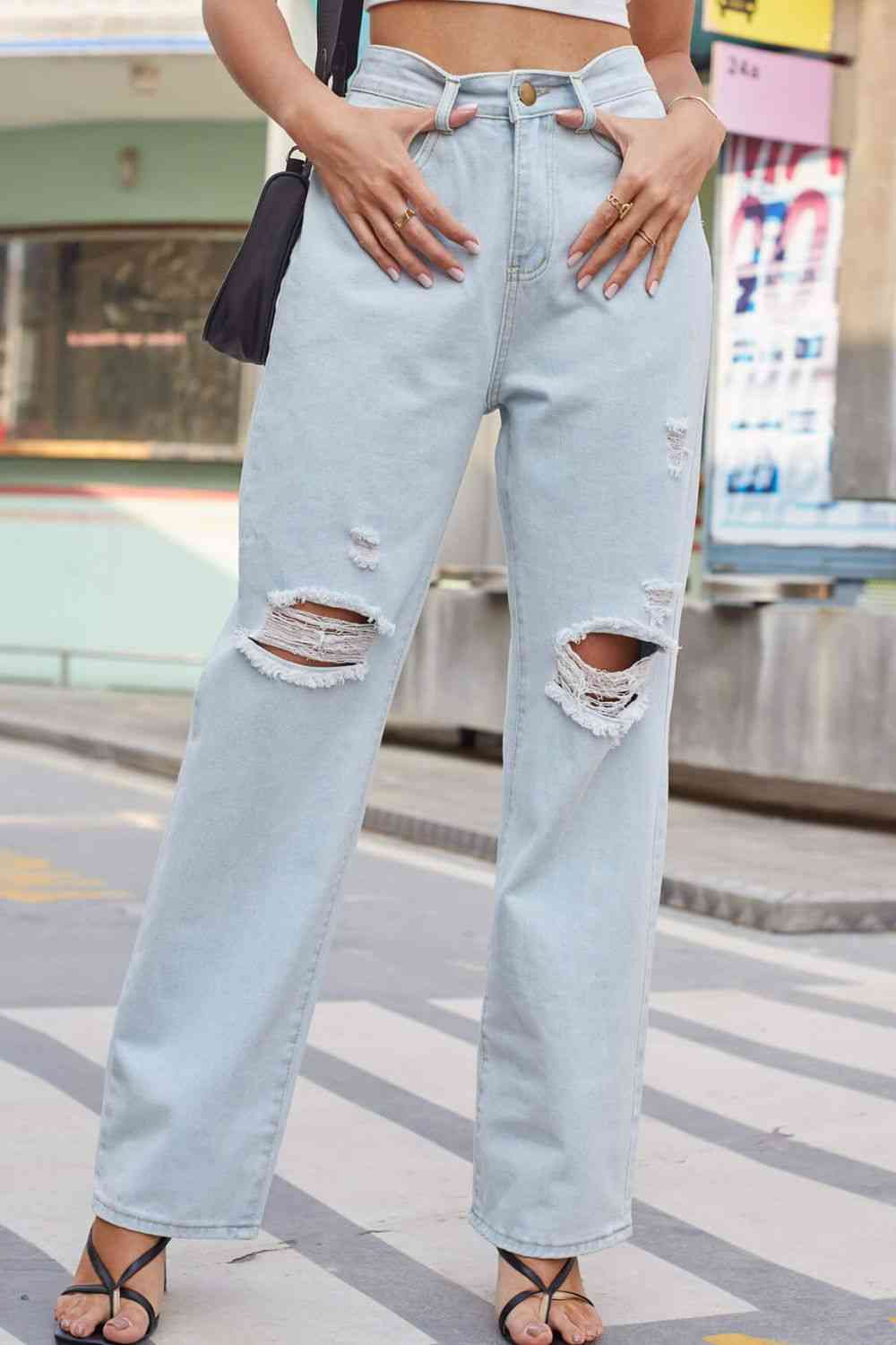 Tammy  Distressed Straight Leg Jeans