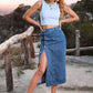 Button Me  Down Denim Skirt