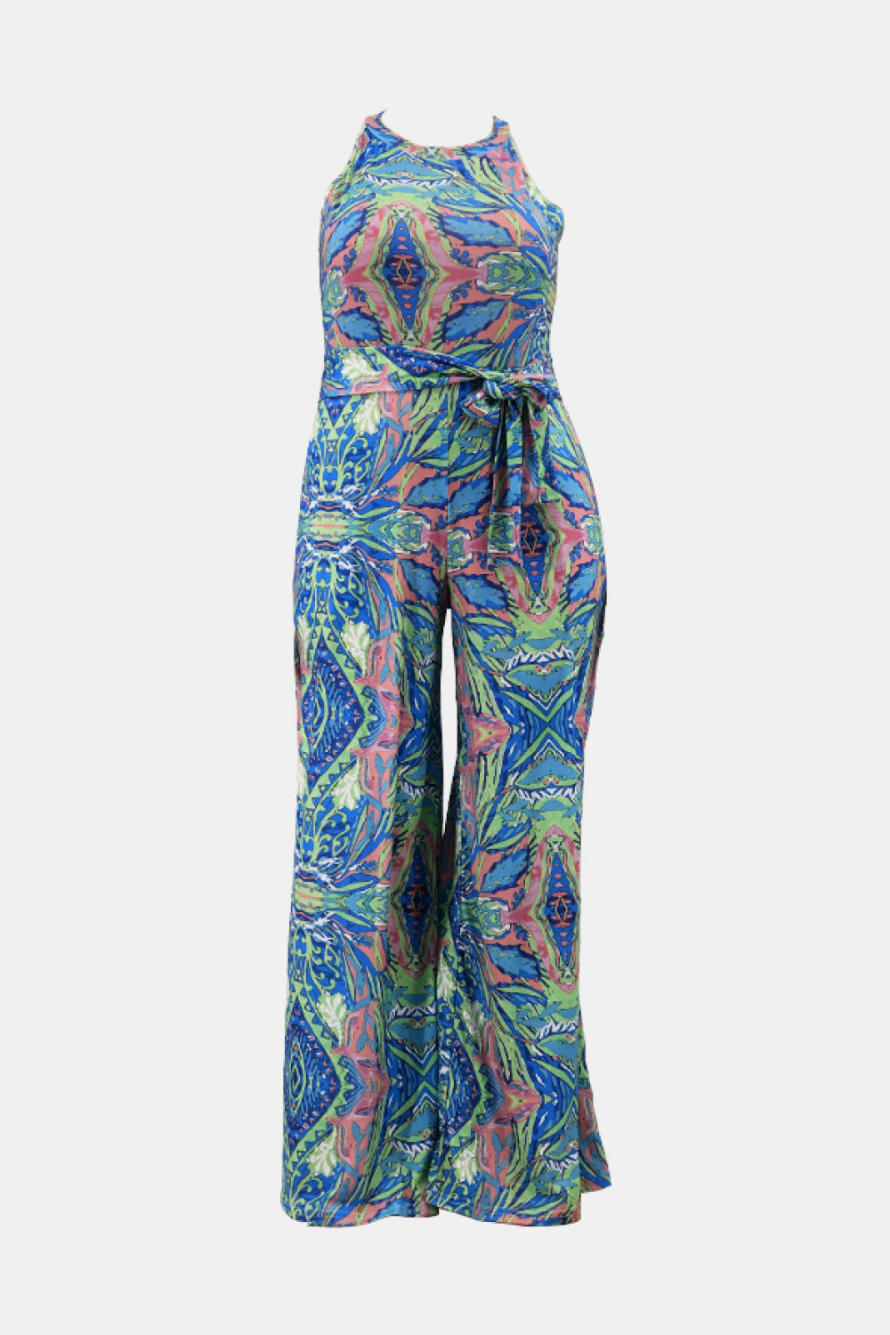 Chic Curvy No Time Printed Jumpsuit with Pockets