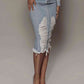 Bridget Distressed Denim Skirt
