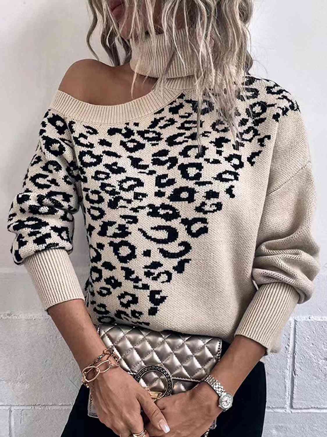 So Cold Leopard Turtleneck Sweater