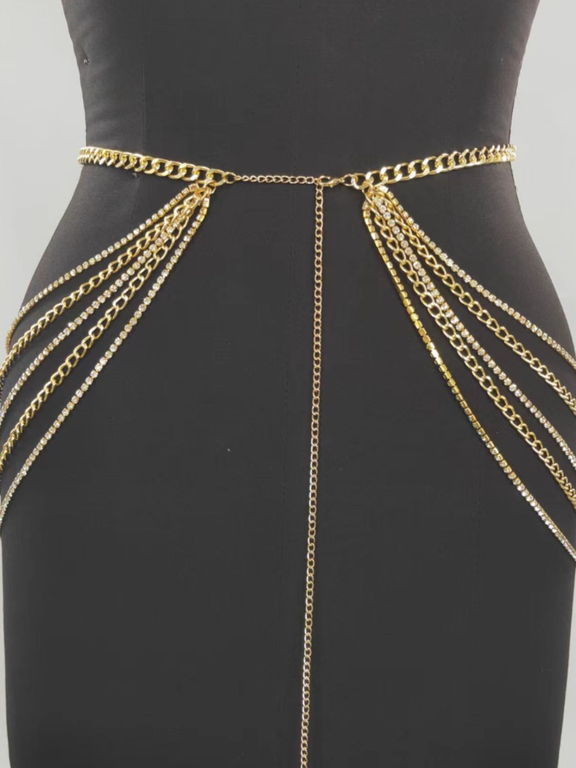 Chic Multi-Layered Rhinestone Waist Chain