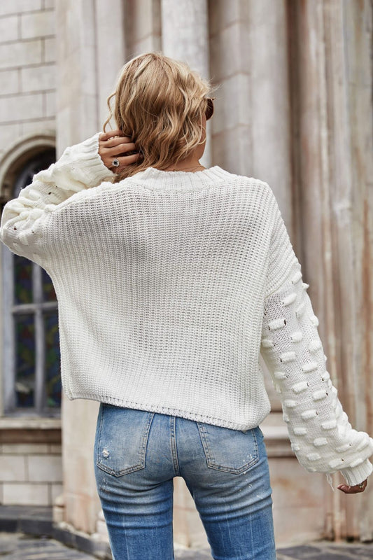 Weekend Vibes Rib-Knit Dropped Shoulder Sweater